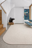 Riviera Modern Asimetrik Çizgili Krem Gri Dokulu Salon Halısı Viskon Polyester Şık Salon Halısı