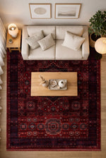 Miras Red Classic Pattern Soft Texture Machine-Made Rug | Living Room Kitchen Hallway Runner Rug Luxury