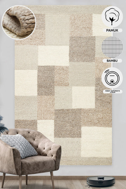 Natural Sweater Knitted Patterned Hand-Woven Natural Knitted Carpet Living Room Kitchen Hallway Carpet