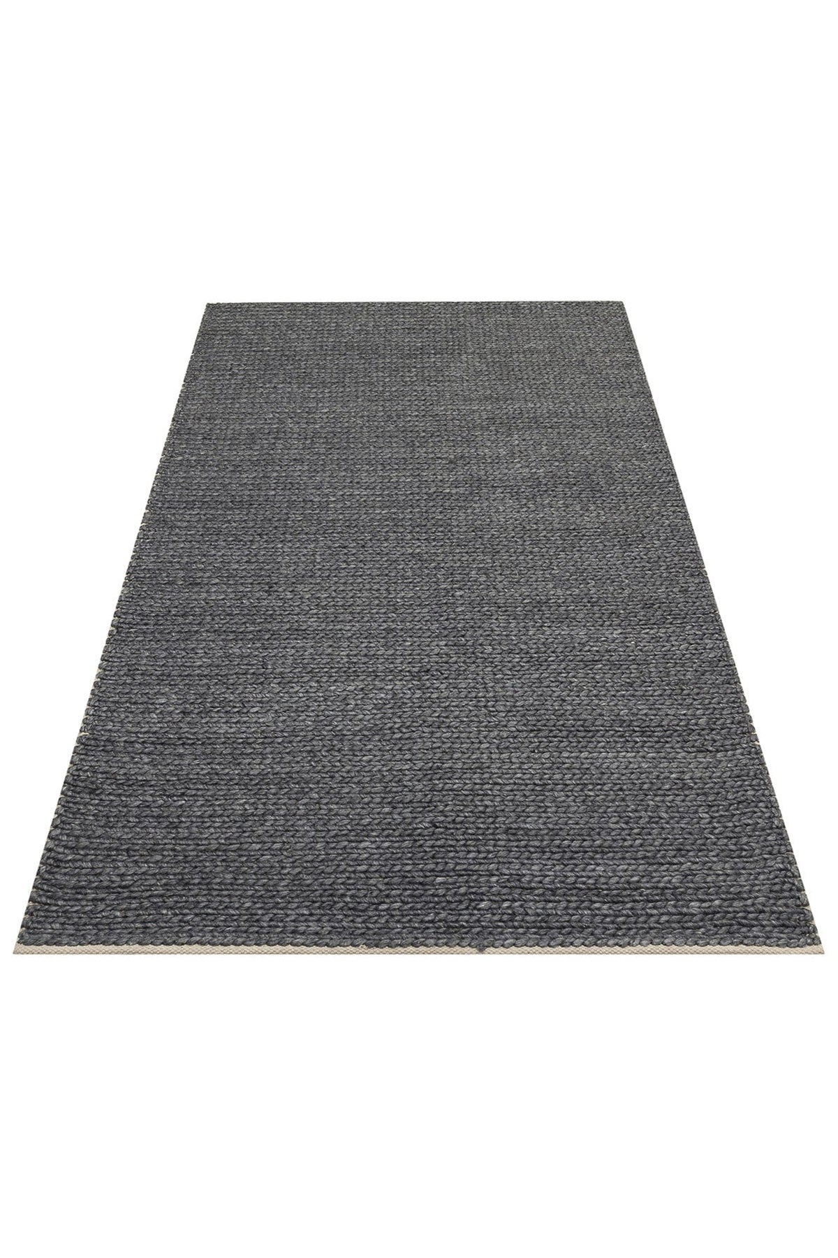 Natural Sweater Knit Patterned Hand-Woven Black Anthracite Knitted Carpet Living Room Kitchen Hallway Carpet