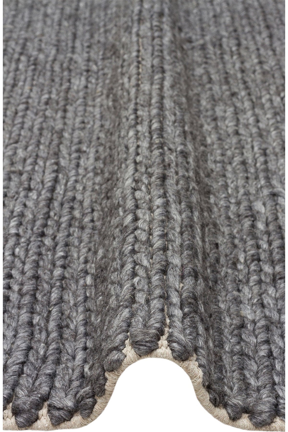 Natural Sweater Knit Patterned Hand-Woven Black Anthracite Knitted Carpet Living Room Kitchen Hallway Carpet