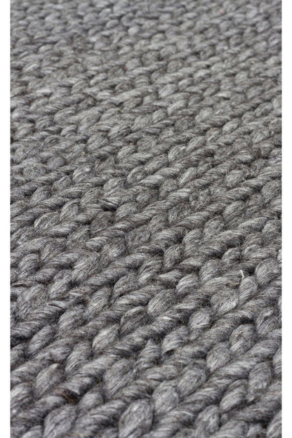 Natural Sweater Knit Patterned Hand-Woven Black Anthracite Knitted Carpet Living Room Kitchen Hallway Carpet