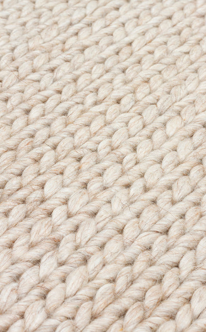 Natural Sweater Knit Patterned Hand-Woven Knitted Beige Carpet Living Room Kitchen Hallway Carpet