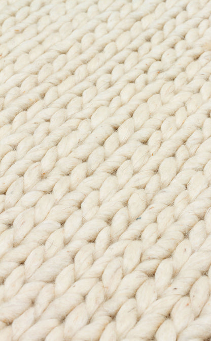 Natural Sweater Knit Patterned Hand-Woven Knitted Cream Carpet Living Room Kitchen Hallway Carpet