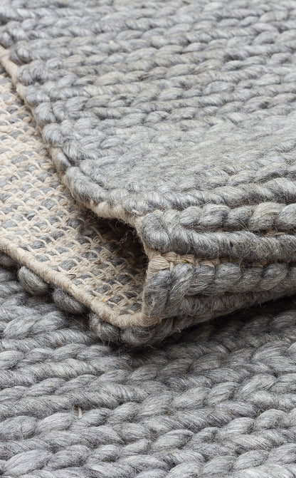 Natural Sweater Knit Patterned Hand-Woven Knitted Gray Carpet Living Room Kitchen Hallway Carpet