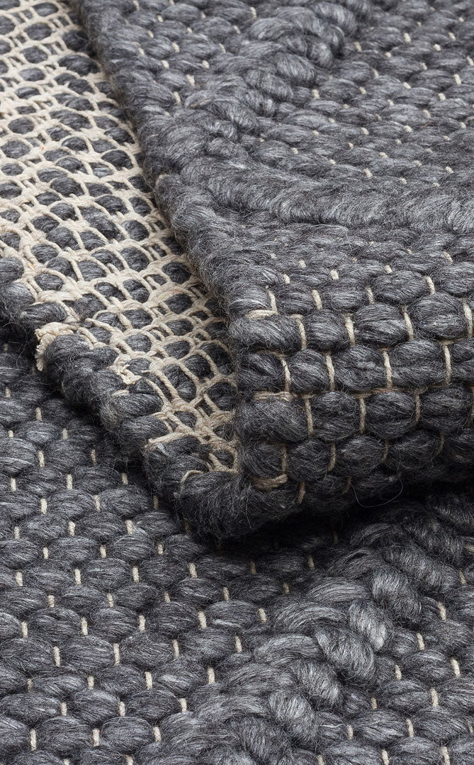 Natural Sweater Knit Patterned Hand-Woven Knitted Anthracite Carpet Living Room Kitchen Hallway Carpet