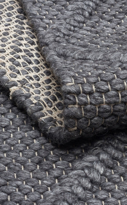 Natural Sweater Knit Patterned Hand-Woven Knitted Anthracite Carpet Living Room Kitchen Hallway Carpet