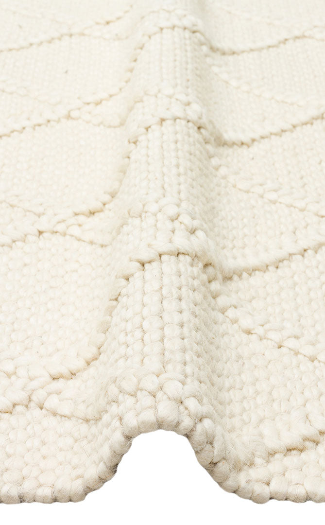 Natural Sweater Knit Patterned Hand-Woven Knitted Cream Carpet Living Room Kitchen Hallway Carpet