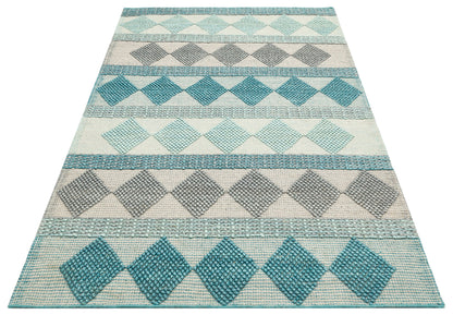 Natural Sweater Knitted Patterned Natural Hand-Woven Knitted Blue Carpet Living Room Kitchen Hallway Carpet