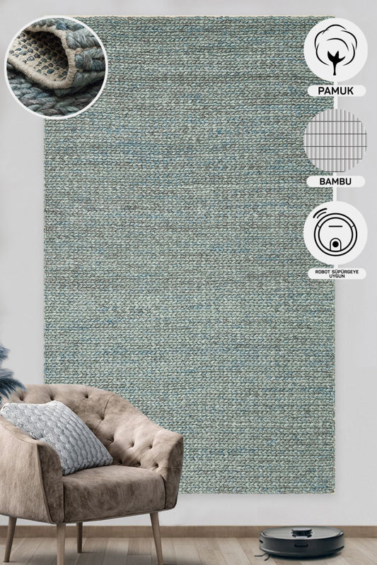 Natural Sweater Knit Patterned Hand-Woven Knitted Carpet Living Room Kitchen Hallway Carpet