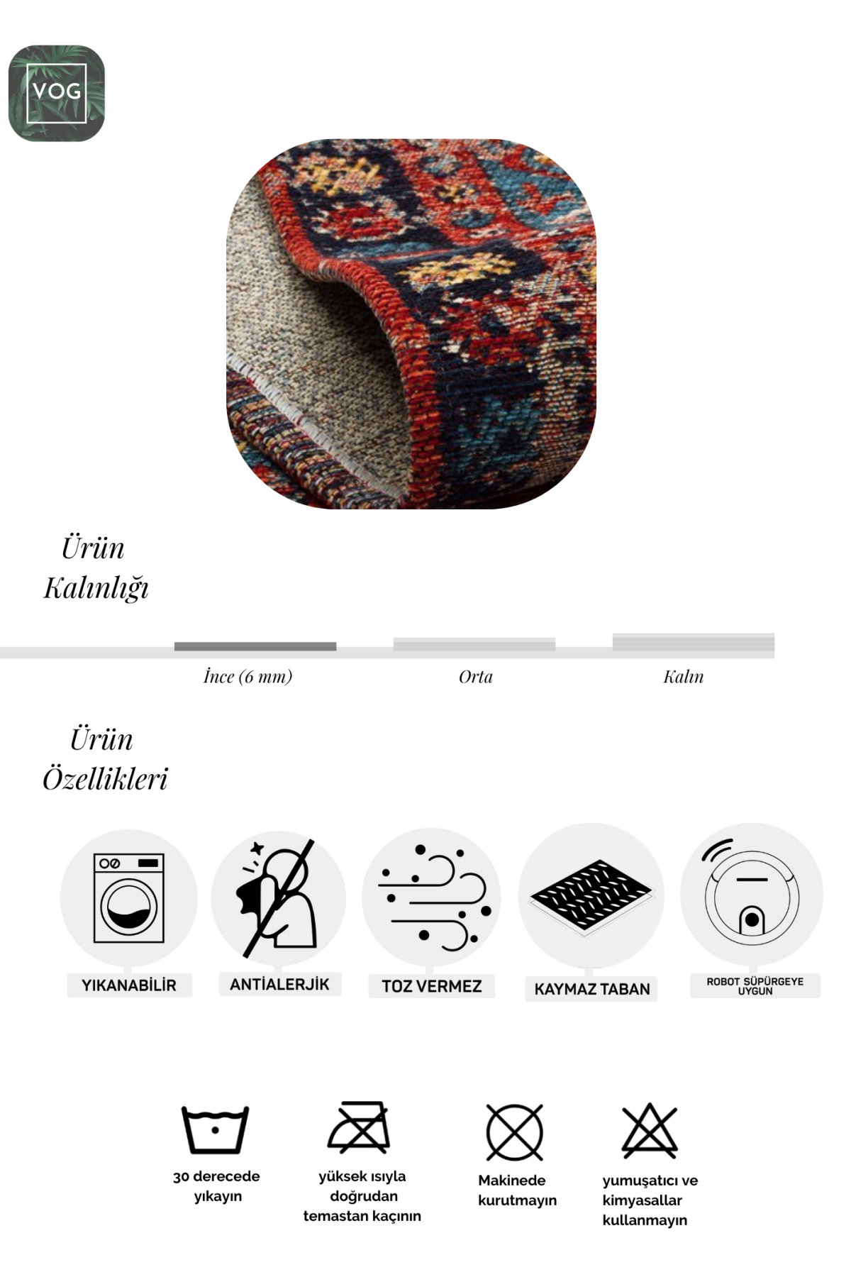 Nostalgia Anatolian Antique Patterned Washable Non-Slip Based Water Repellent Ethnic Red Rug