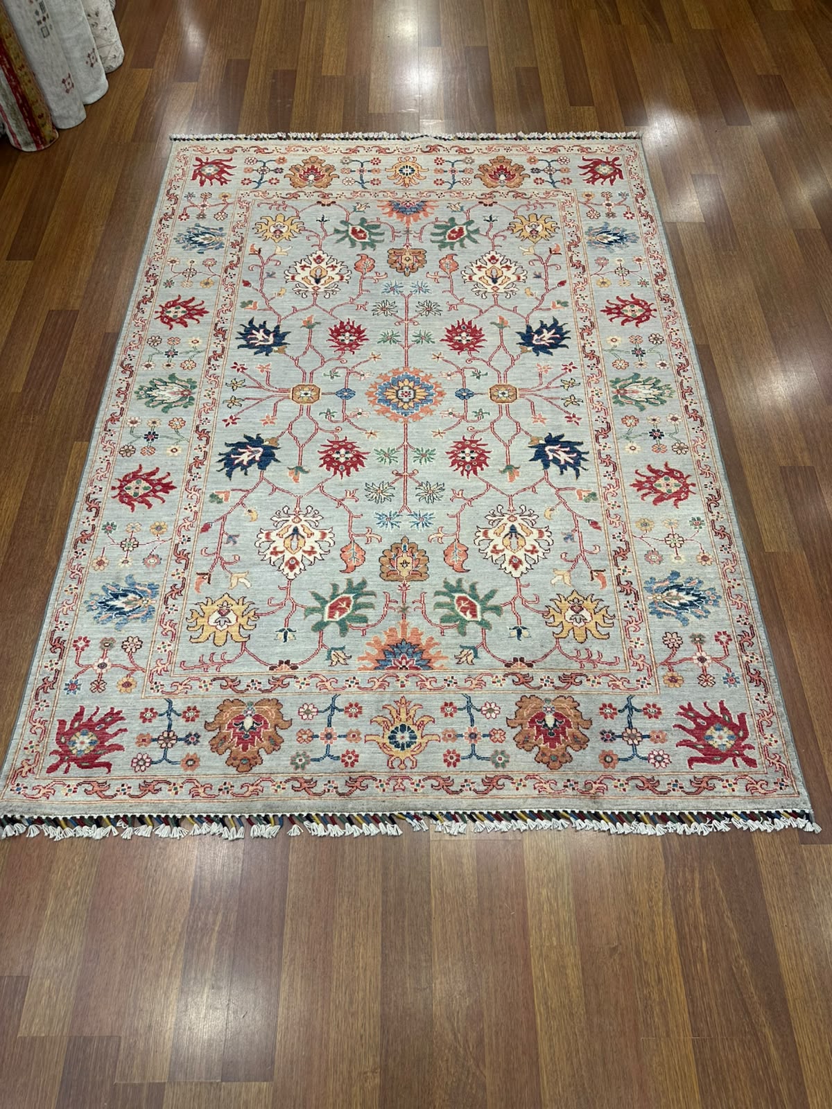 Sultani Açık Yeşil El Dokuma Halı Geleneksel Anadolu Desenli Vintage Dekoratif Yün Salon Halısı - Yeşil