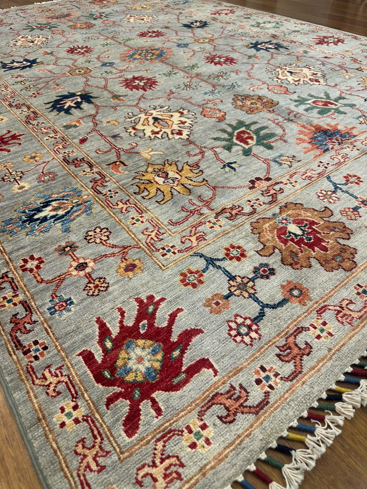 Sultani Açık Yeşil El Dokuma Halı Geleneksel Anadolu Desenli Vintage Dekoratif Yün Salon Halısı - Yeşil