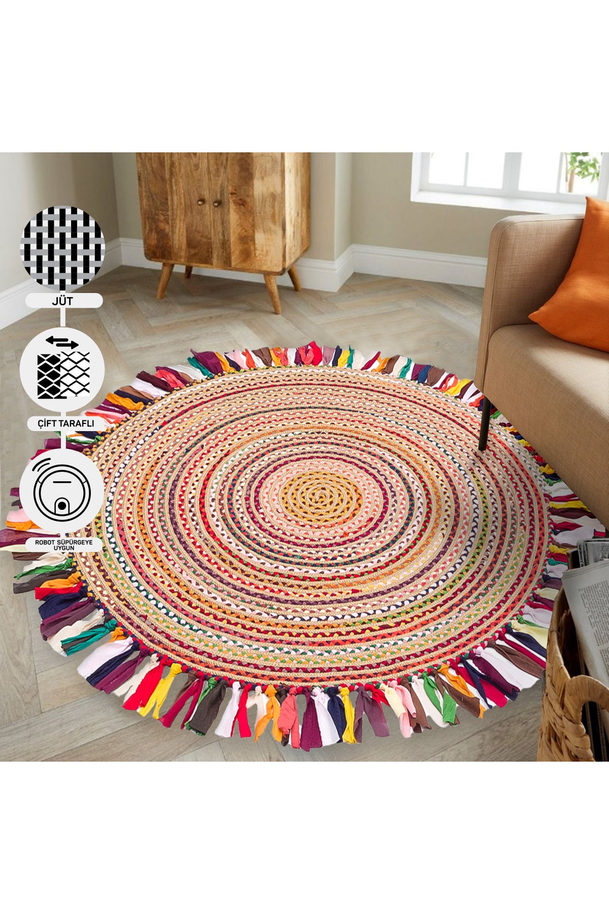 Knitted Straw Anti-Dust Antiallergic Colored Jute Carpet Living Room Kitchen Hallway Entrance Carpet