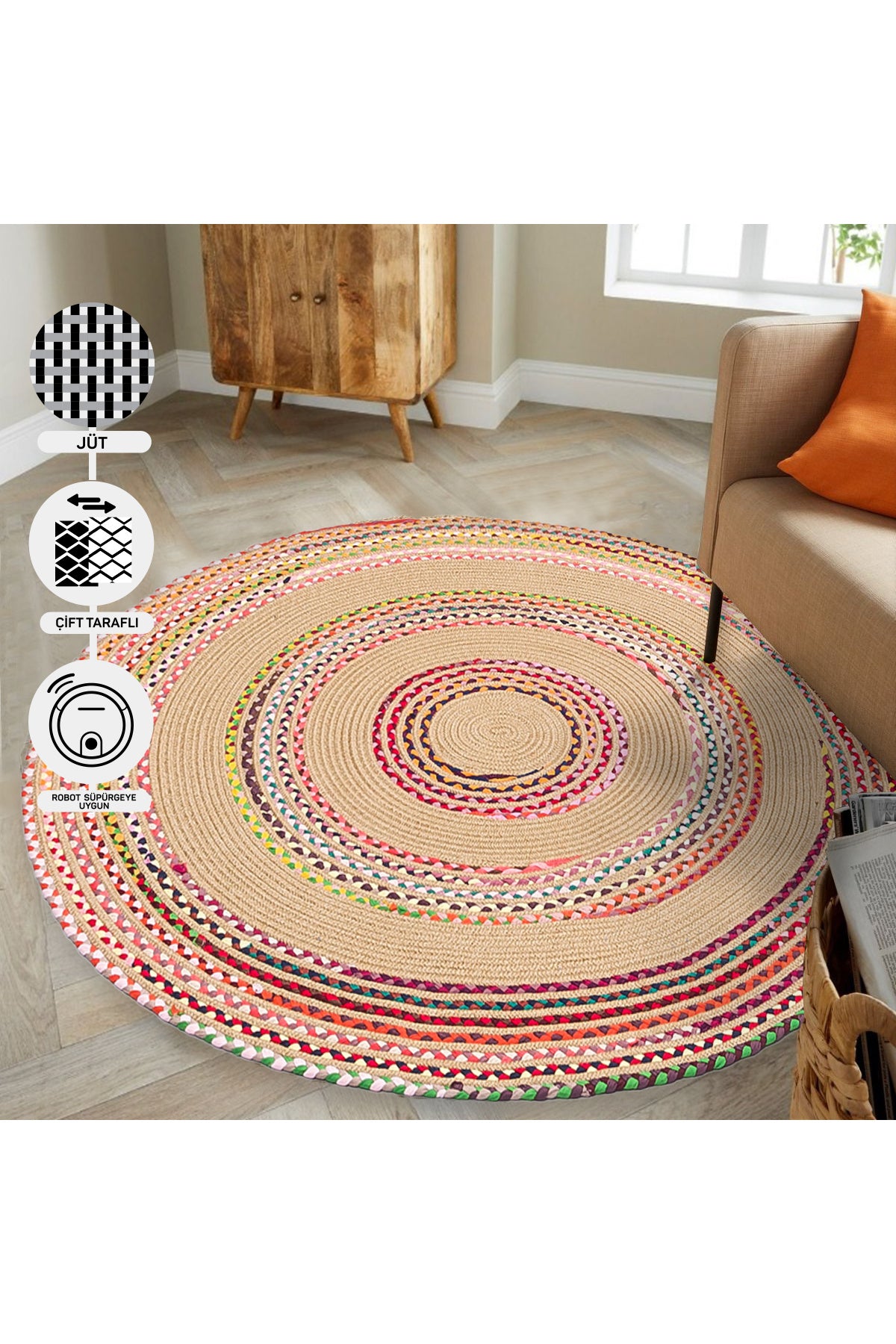 Knitted Straw Anti-Dust Antiallergic Colored Jute Carpet Living Room Kitchen Hallway Entrance Carpet