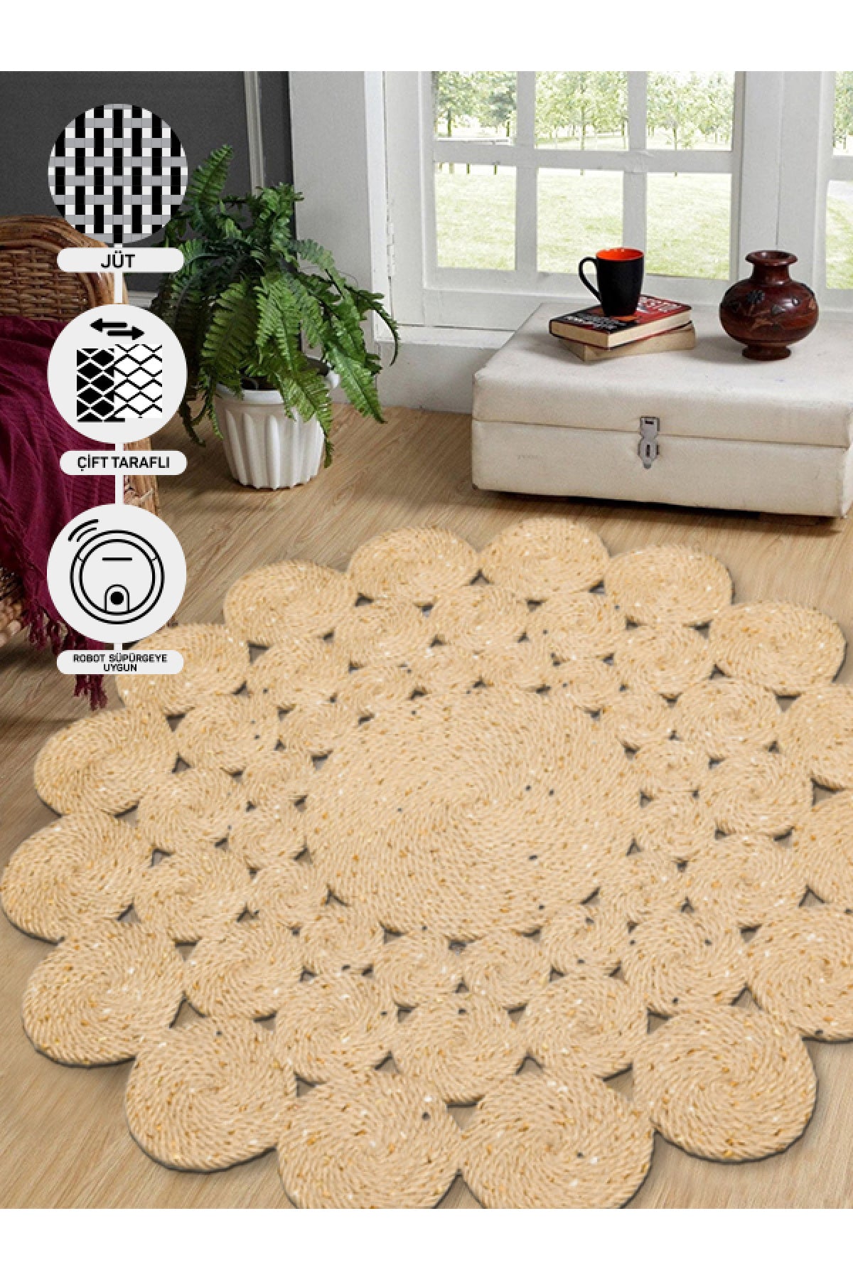 Knitted Straw Anti-Dust Antiallergic Colored Jute Carpet Living Room Kitchen Hallway Entrance Carpet