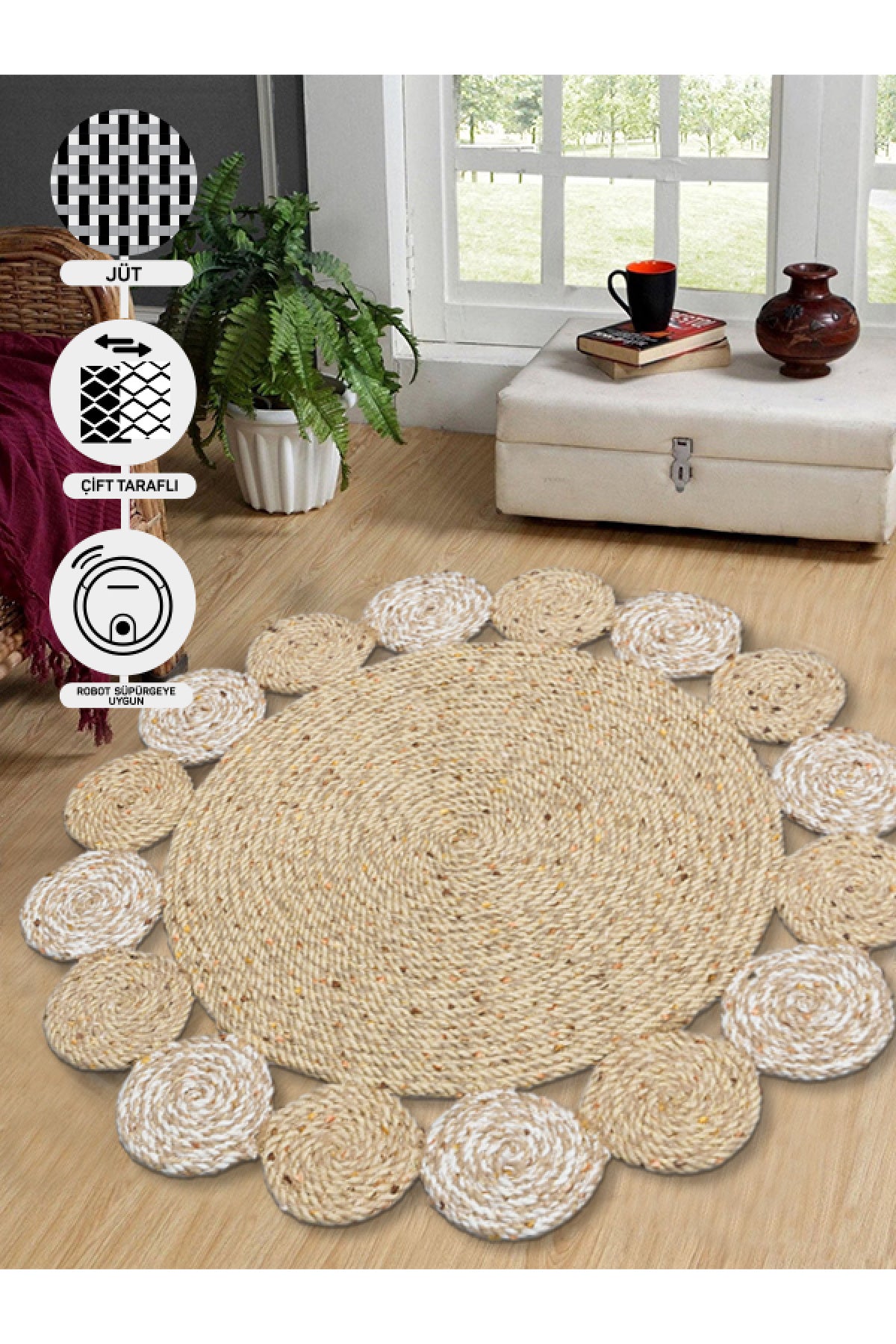 Knitted Straw Anti-Dust Antiallergic Colored Jute Carpet Living Room Kitchen Hallway Entrance Carpet