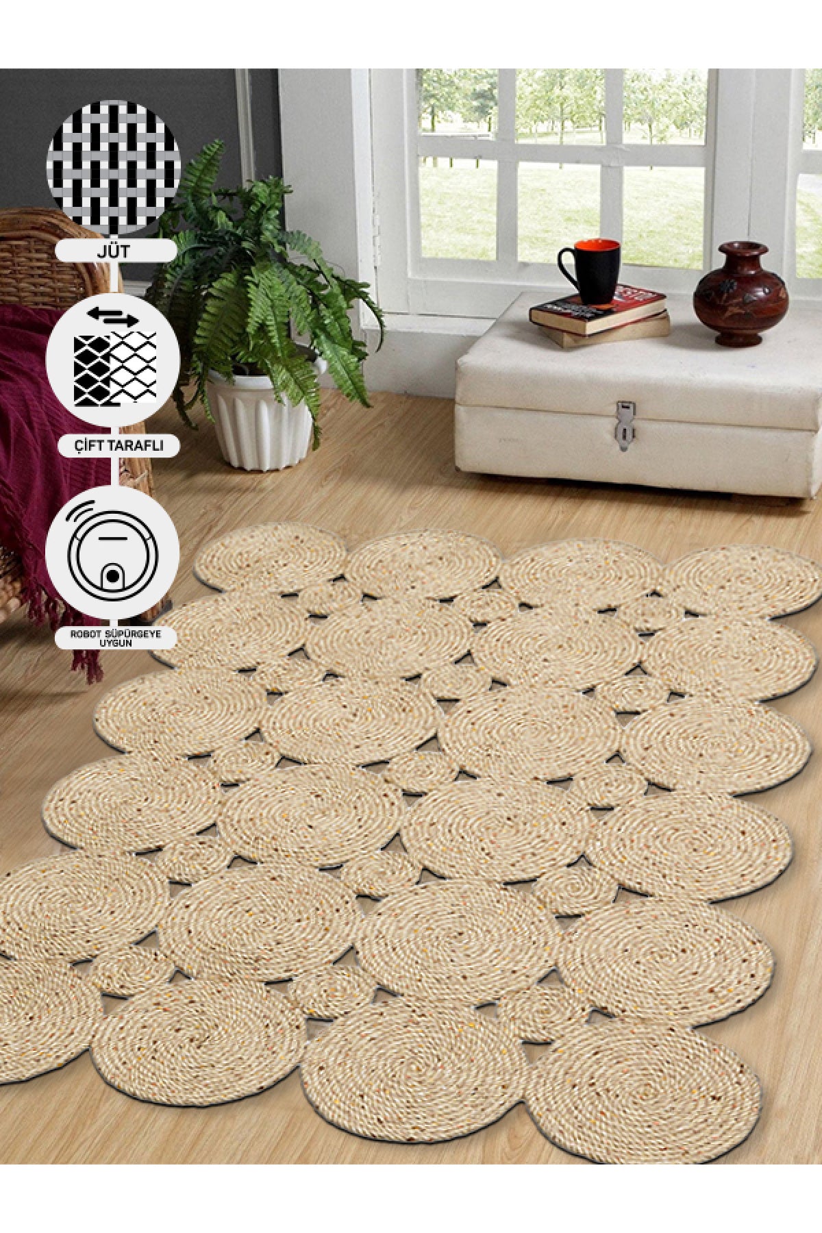 Knitted Straw Anti-Dust Antiallergic Colored Jute Carpet Living Room Kitchen Hallway Entrance Carpet