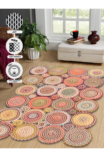 Knitted Straw Anti-Dust Antiallergic Colored Jute Carpet Living Room Kitchen Hallway Entrance Carpet