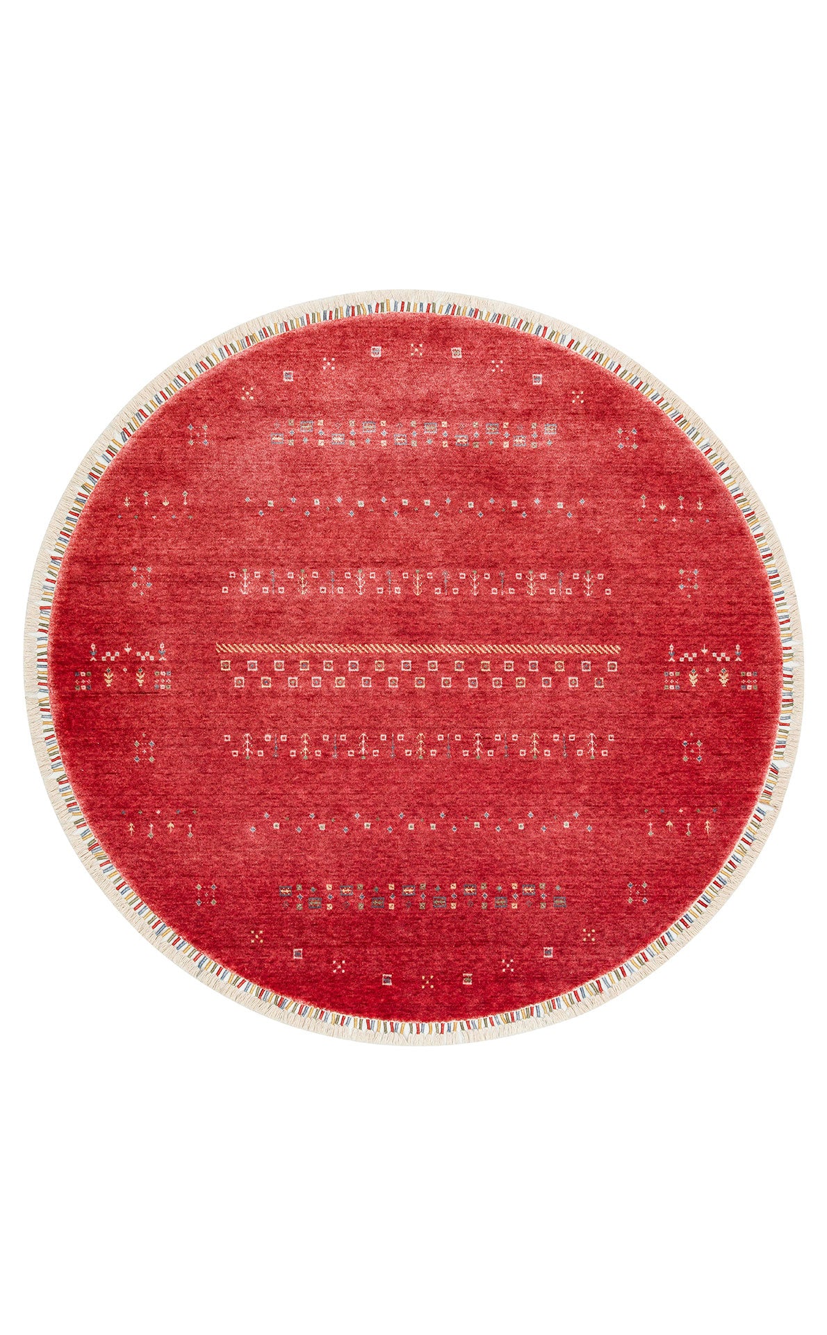 Authentic Patterned Hand-Woven Natural Material Round Red Uşak Carpet Living Room Kitchen Hallway Room Carpet