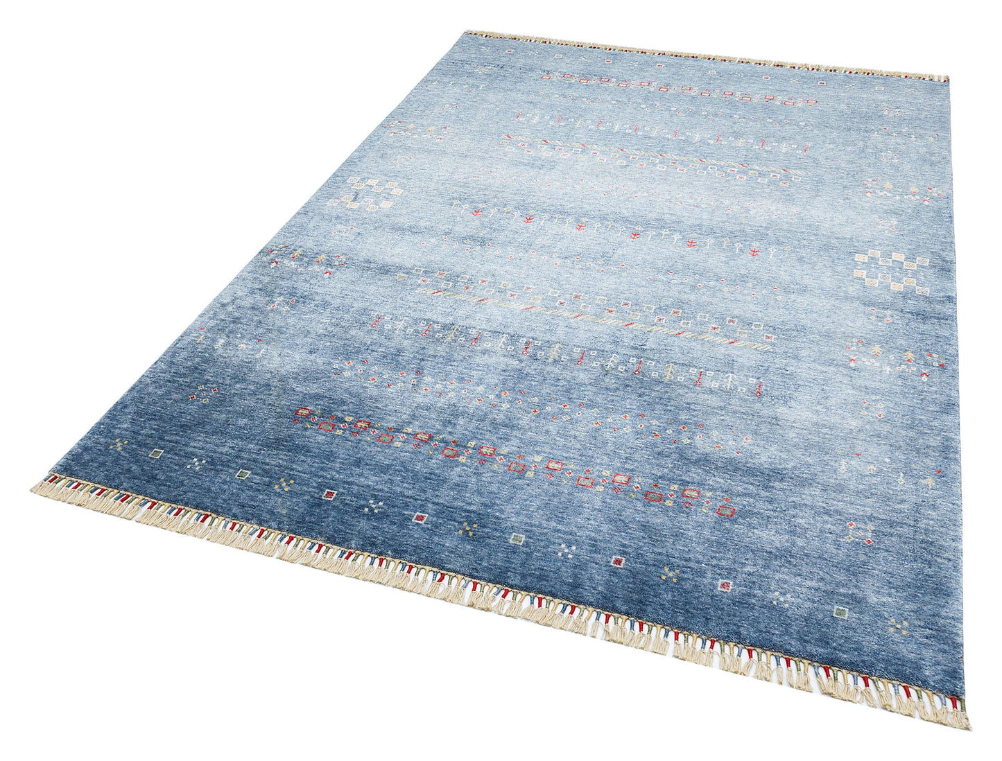 Authentic Patterned Hand-Woven Natural Material Blue Uşak Carpet Living Room Kitchen Hallway Room Carpet