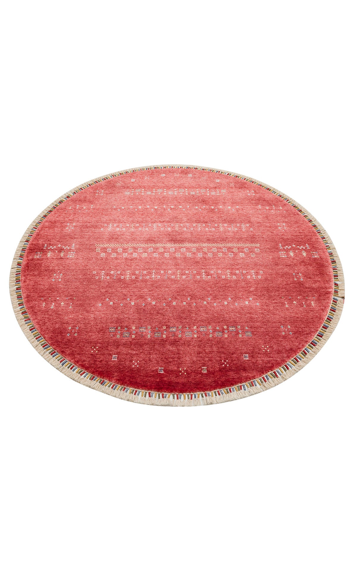 Authentic Patterned Hand-Woven Natural Material Round Red Uşak Carpet Living Room Kitchen Hallway Room Carpet