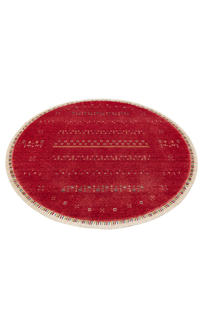 Authentic Patterned Hand-Woven Natural Material Round Red Uşak Carpet Living Room Kitchen Hallway Room Carpet