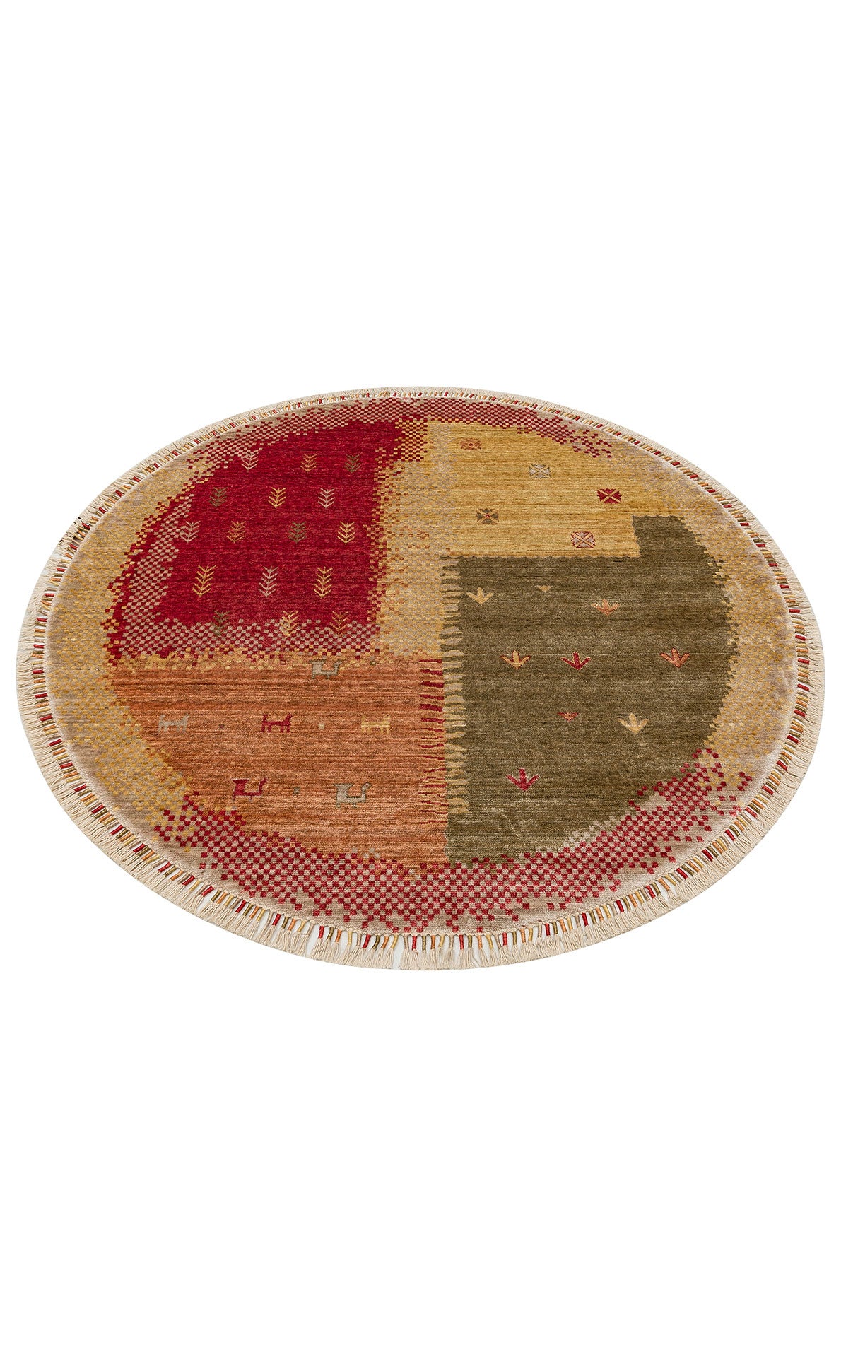 Authentic Patterned Hand Woven Natural Material Round Beige Uşak Carpet Living Room Kitchen Hallway Room Carpet