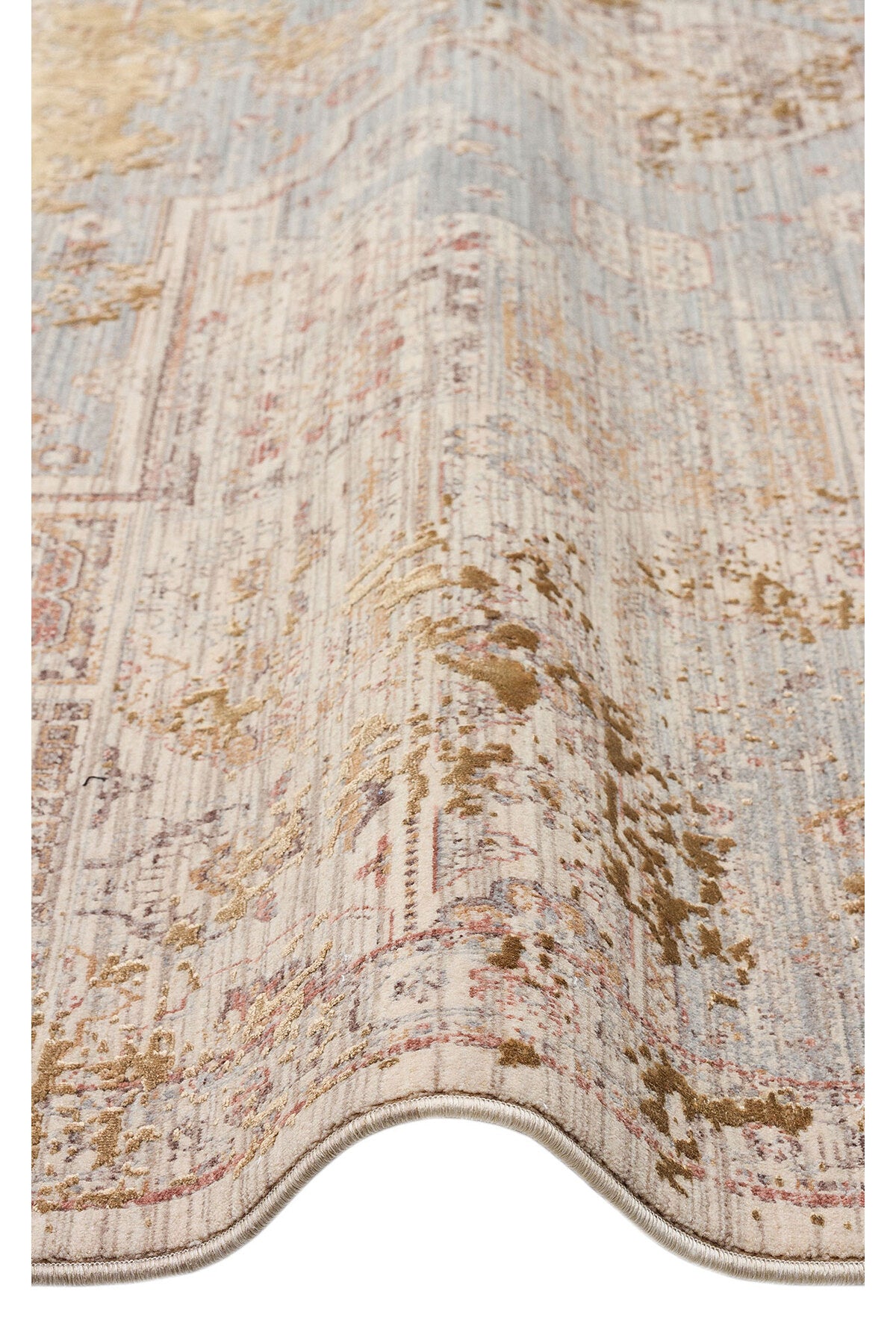 Patina Etnik Desen Klasik Vintage Kabartmalı Bej Kahverengi Sık Dokuma Modern Otantik Salon Halısı