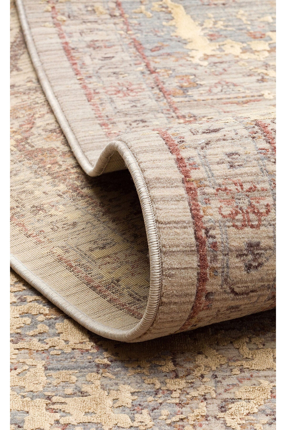 Patina Etnik Desen Klasik Vintage Kabartmalı Bej Kahverengi Sık Dokuma Modern Otantik Salon Halısı