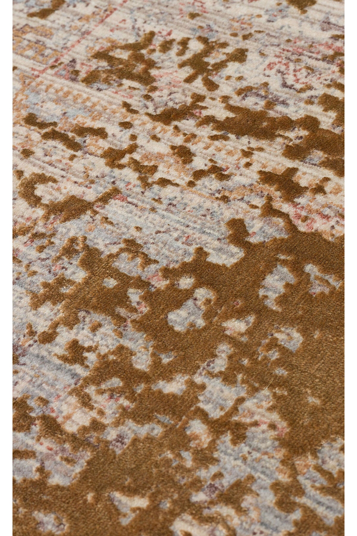 Patina Etnik Desen Klasik Vintage Kabartmalı Bej Kahverengi Sık Dokuma Modern Otantik Salon Halısı