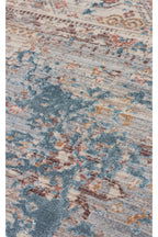 Patina Etnik Desen Klasik Vintage Kabartmalı Gri Mavi Sık Dokuma Modern Otantik Salon Halısı