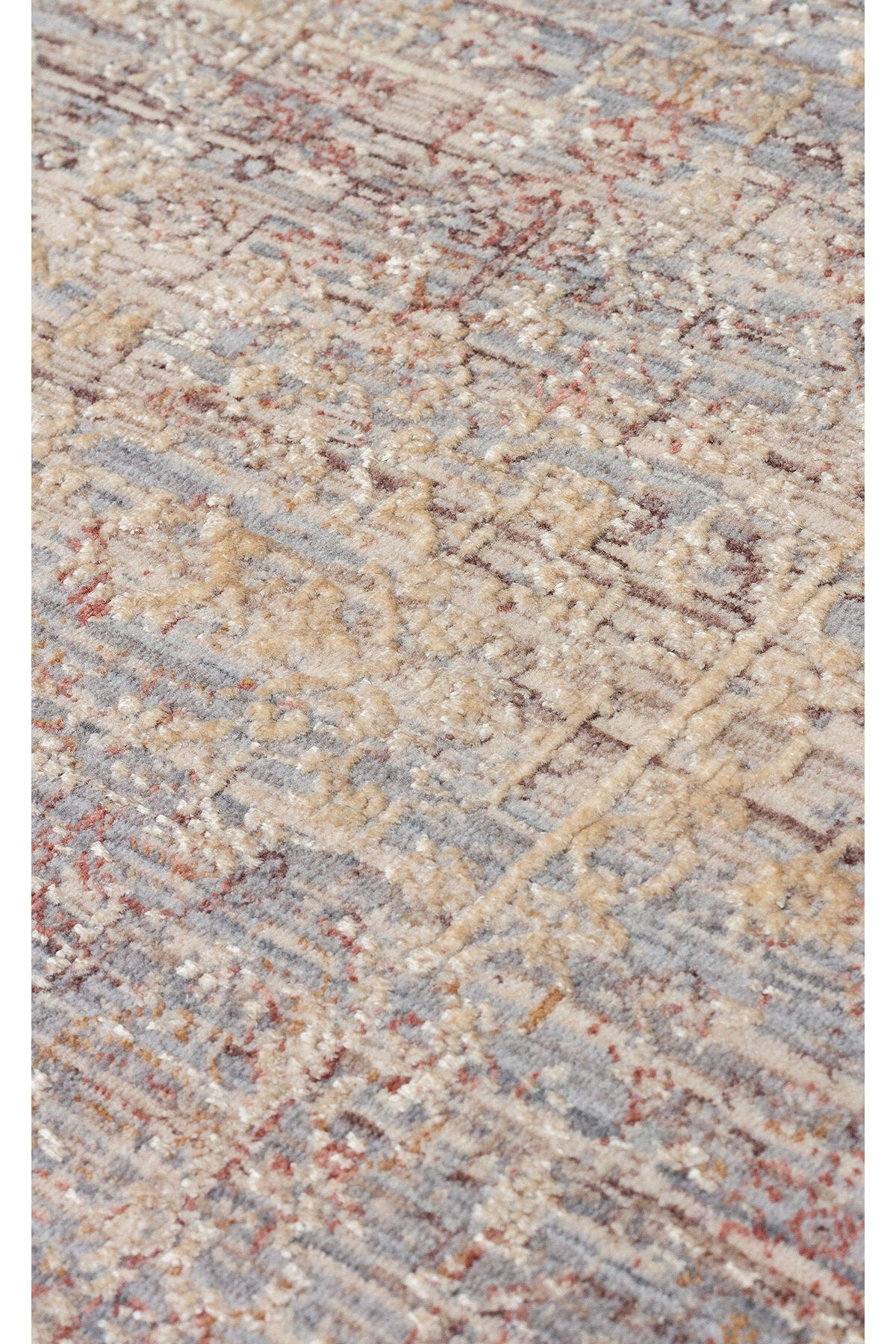 Patina Klasik Vintage Kabartmalı Bej Sık Otantik Dokuma Yumuşak Dokulu Modern Dekoratif Salon Halısı
