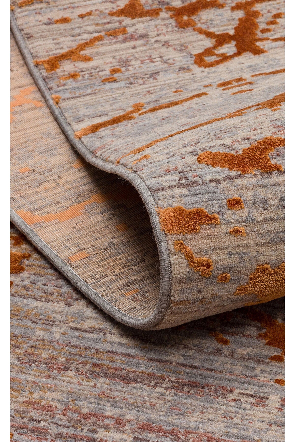 Patina Klasik Vintage Kabartmalı Kahverengi Kiremit Sık Dokuma Dokulu Modern Dekoratif Salon Halısı