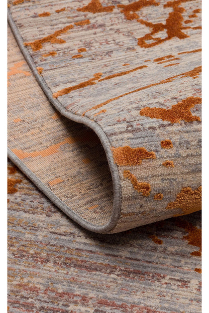 Patina Klasik Vintage Kabartmalı Kahverengi Kiremit Sık Dokuma Dokulu Modern Dekoratif Salon Halısı