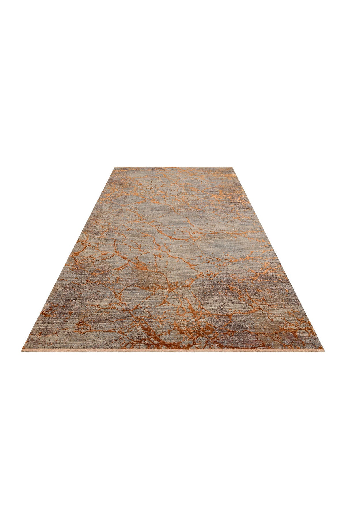 Patina Klasik Vintage Kabartmalı Kahverengi Kiremit Sık Dokuma Dokulu Modern Dekoratif Salon Halısı
