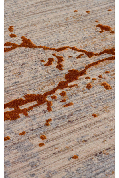 Patina Klasik Vintage Kabartmalı Kahverengi Kiremit Sık Dokuma Dokulu Modern Dekoratif Salon Halısı