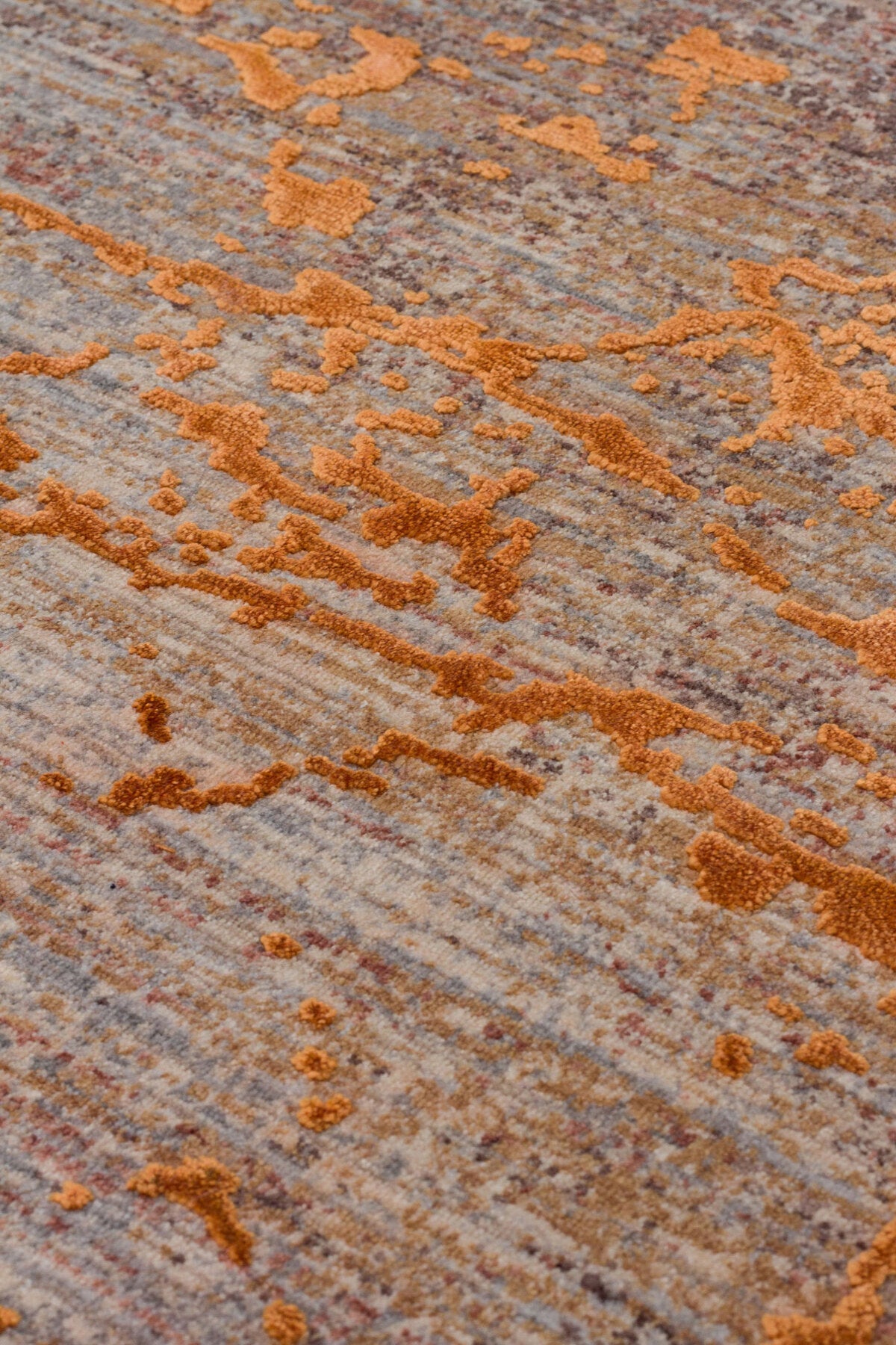 Patina Klasik Vintage Kabartmalı Kahverengi Kiremit Sık Dokuma Dokulu Modern Dekoratif Salon Halısı