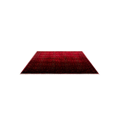 Afghan Yağcıbedir Patterned Handmade Nostalgic Red Bamboo Uşak Carpet Produced on Special Looms
