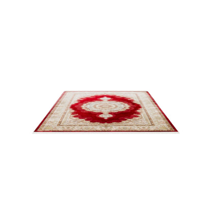Silk Harem Series Bamboo Yarn Red Living Room Rug, Classic Pattern, Tight Weave, Naturally Soft Texture