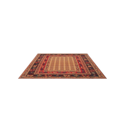 Renaissance Handmade Anatolian Pattern Brown Red Retro Wool Traditional Woven Authentic Living Room Rug