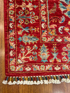 Sultani Kırmızı El Dokuma Halı Geleneksel Anadolu Desenli Vintage Dekoratif Yün Salon Halısı - Turuncu