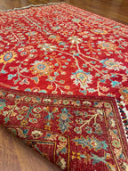 Sultani Kırmızı El Dokuma Halı Geleneksel Anadolu Desenli Vintage Dekoratif Yün Salon Halısı - Turuncu
