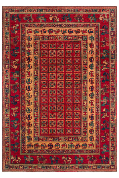 Rönesans El Emeği Anadolu Desen Kırmızı Retro Yün Geleneksel Dokuma Otantik Salon Halısı