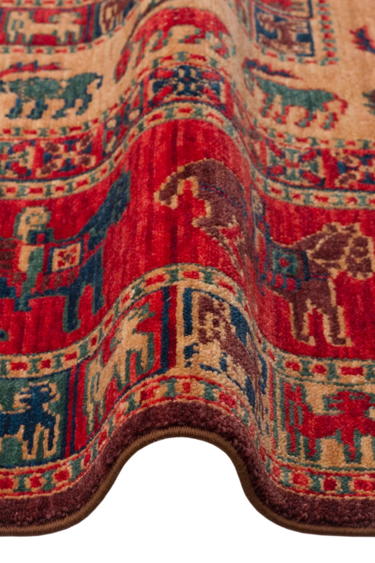 Rönesans El Emeği Anadolu Desen Kırmızı Retro Yün Geleneksel Dokuma Otantik Salon Halısı