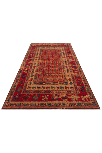 Rönesans El Emeği Anadolu Desen Kırmızı Retro Yün Geleneksel Dokuma Otantik Salon Halısı