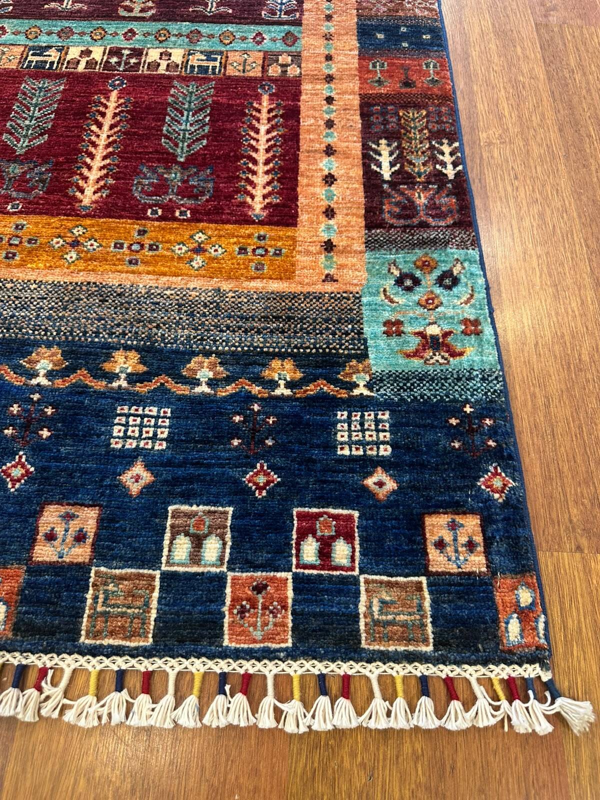 Desenli El Dokuma Etnik Geometrik Motifli Renkli Bohem Premium Dekoratif Koridor Yolluk Halısı - Turuncu
