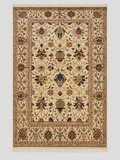 El Dokuma Sultani Motifli Oryantal Desenli Vintage Premium Dekoratif Salon Halısı - Bej