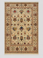 El Dokuma Sultani Motifli Oryantal Desenli Vintage Premium Dekoratif Salon Halısı - Bej