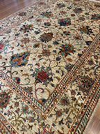 El Dokuma Sultani Motifli Oryantal Desenli Vintage Premium Dekoratif Salon Halısı - Bej